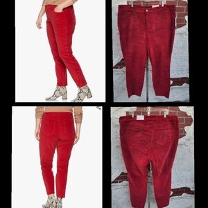 $125 New 22W NYDJ Ami skinny tummy control red velvet twist hem jeans pants